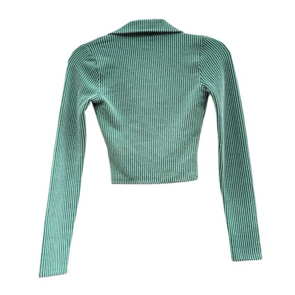 Fashion Nova Women's Green Ribbed V Neck Top Size XS - Picture 3 of 5